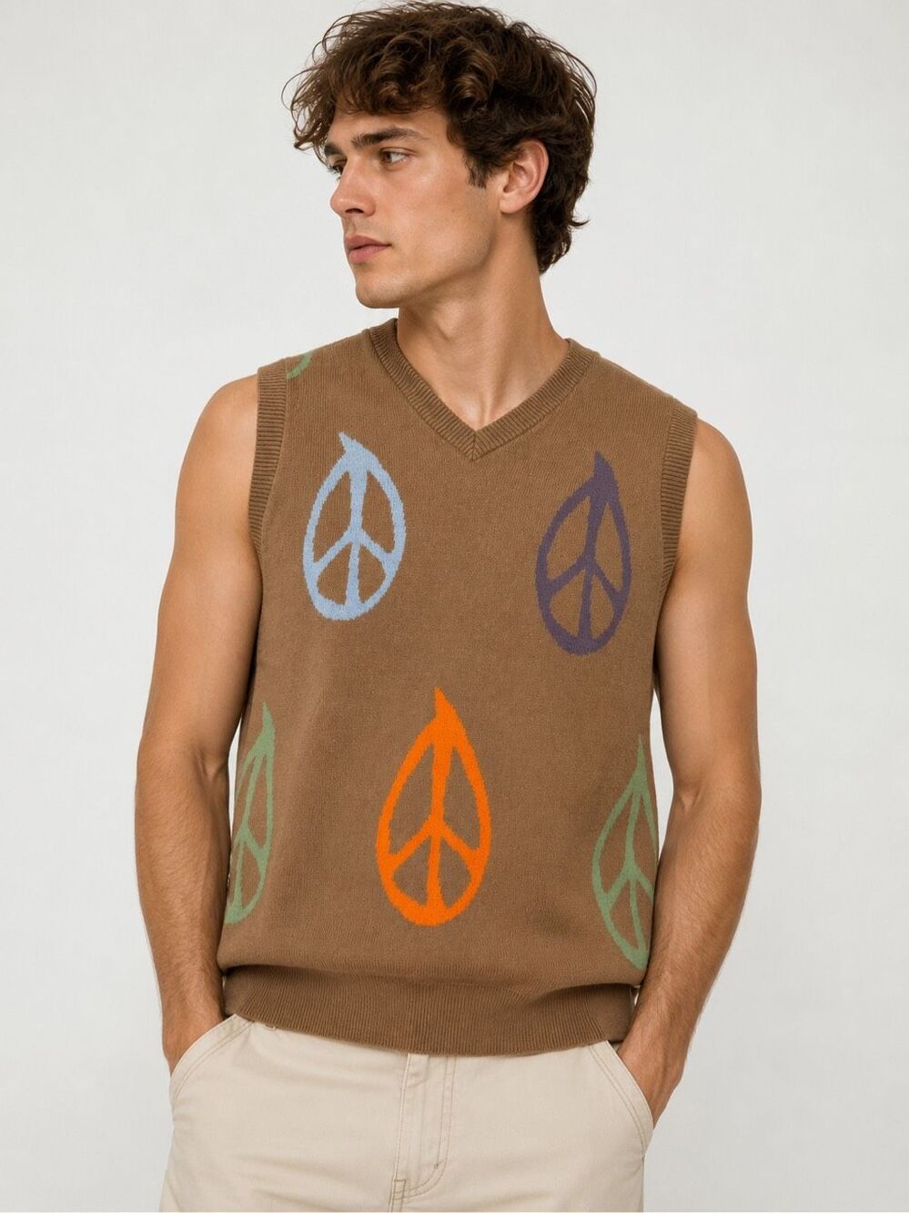 Obey Peace Sign Sweater Vest Size Medium